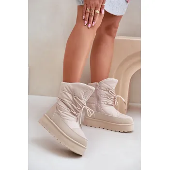 Dívčí obuv Sněhule Na Platformě Na Zip Big Star OO274885 Béžové 37