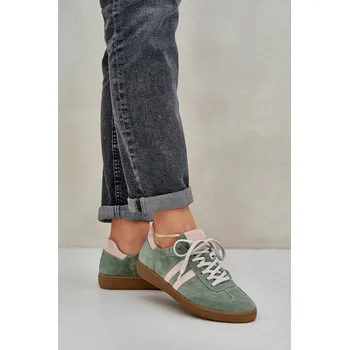 Dámská obuv Zelené Nízké Dámské Sneakersy Zamšové Zazoo 36