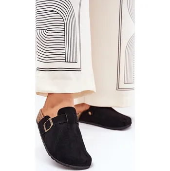 Dámské žabky Dámské Pantofle a Na Platformě S Přezkou Černé Selio 38