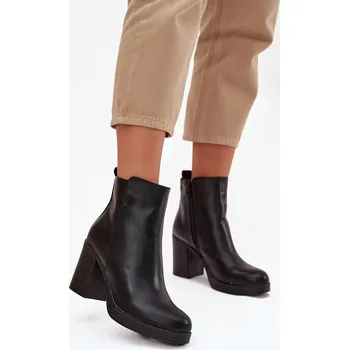 Dámské kozačky Dámské kozačky na podpatku černé Ryselle 38