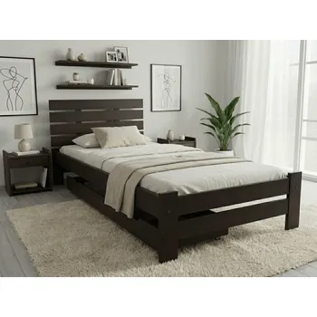 Postel PARIS zvýšená 90 x 200 cm, ořech Rošt: S lamelovým roštem, Matrace: Matrace Deluxe 10 cm