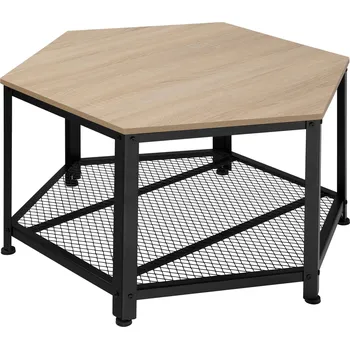 Konferenční stolek TecTake GmbH 404226 konferenční stolek norwich 86,5x75x46,5cm - industrial světlé dřevo, dub sonoma