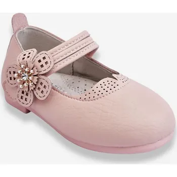 Dámské baleríny Dětské kožené baleríny s květem Růžove Cobi 30