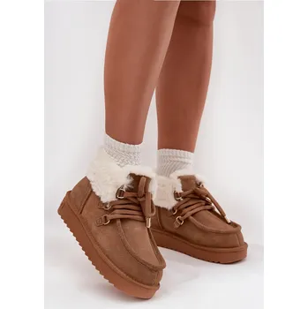 Dívčí sněhule Dámské sněhule z přírodní semiš D.Franklin DFSH375006 Camel 39