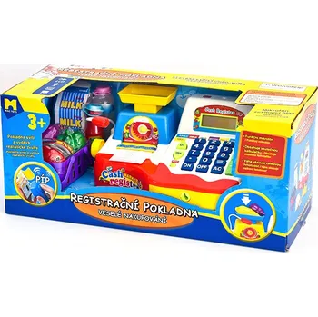 Hra na obchod Dětská pokladna (Pokladna. Dětská pokladna s příslušenstvím. Pokladna svítí, vydává realistické zvuky)