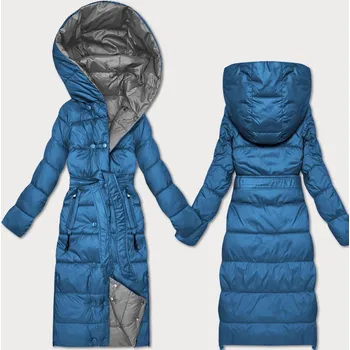 Světle modro-šedá oboustranná zimní bunda s páskem Minority (M2-6519-30+61) odstíny modré S (36)