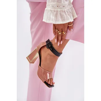 Dámské sandále Lakované Dámské Sandály Na Podpatku Vinceza 20266 Růžové 38