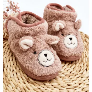 Dívčí sněhule Dětské teplé pantofle s medvídkem Růžové Eberra 26