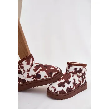 Dívčí sněhule Dětské zimní boty pro mládež s teplou podšívkou s flísky bílo-hnědé Mireya 31