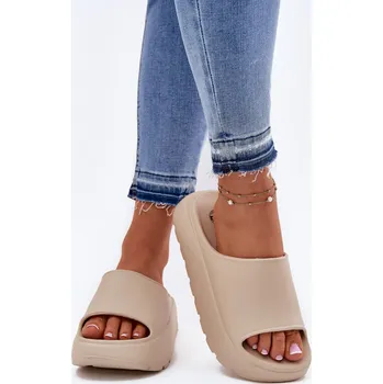 Dámské žabky Pěnové Dámské Pantofle Na Platformě Béžové Xalvania 41