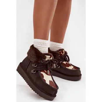 Dívčí sněhule Dámské sněhule z přírodní semišové látky D.Franklin DFSH375008 čokoládové 41