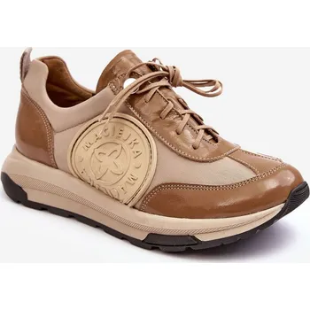 Dámské tenisky Kůže Sportovní Boty Na Platformě Maciejka 06191-04 Bežová 41