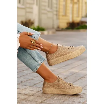 Dámské tenisky Vzorované dámské tenisky na platformě s pleteninou Lee Cooper LCW-25-08-3646L Khaki 37