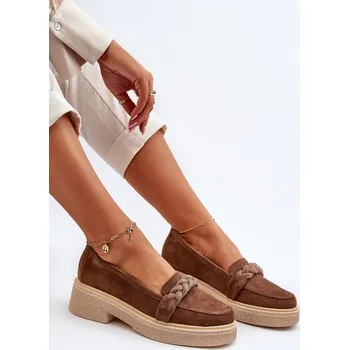 Dámské mokasíny Zazoo 3429/W Dámské Semišové Mokasíny S Ozdobou Hnědé 38