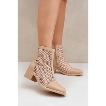 Dámská zimní obuv Dámské Síťované Boty Na Podpatku Béžové Lithyia 40