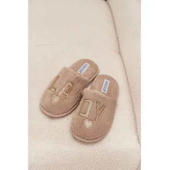 Dámské žabky Dámské pantofle s kožíškem LADY Vinceza – béžové Velikost: 40