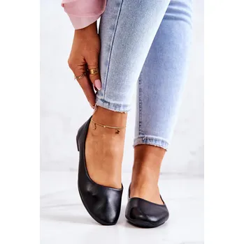 Dámské baleríny Černé klasické kožené baleríny Stacee 37