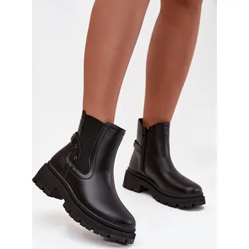 Dámské kozačky Kozačky kozačky na zip s dekorativními detaily zateplené černé Verisse 36