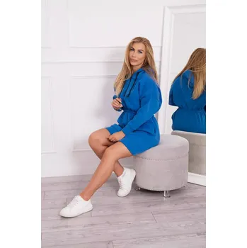 Dámské šaty Zateplené šaty s kapucí chrpově modré UNI
