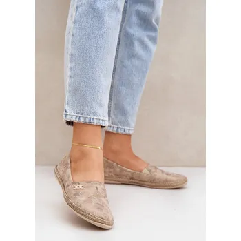 Dámské mokasíny Elegantní Velurové Espadrilky S Květinami Dámské Béžové Zazoo 10177 38