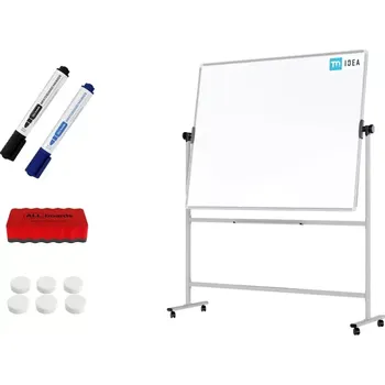Allboards Mobilní tabule TM Idea, oboustranná, otočná, za sucha stíratelná, magnetická, 150x120 cm – řada FLEX, DMB1512