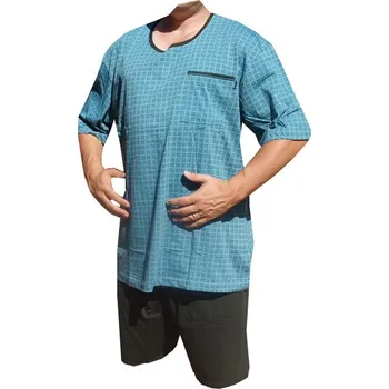 Pánské pyžamo xcena Pyžamo bavlněné s krátkou nohavicí tyrkysové Velikost: XXXL