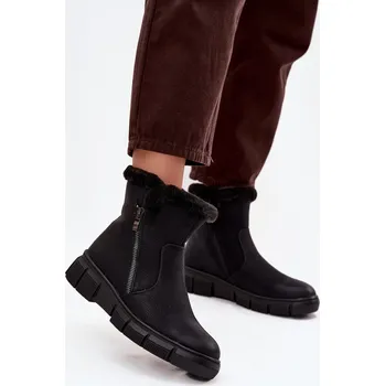 Dívčí sněhule Dámské sněhule na platformě s kožešinou Černé Briselle 40