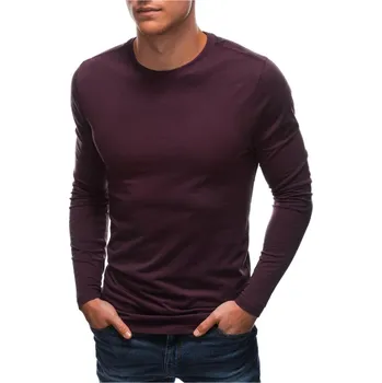 Ombre Clothing Pánské tričko s dlouhým rukávem Anasztotheos bordó S EM-LSBL-0103