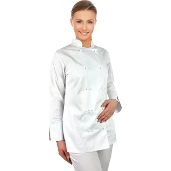 Gastro oděv Bílá dámská kuchařská blůza – gastronomický plášť, dlouhý rukáv (XL)
