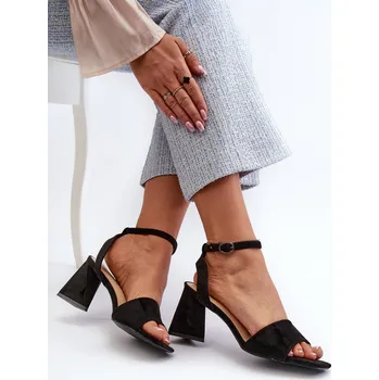 Dámská móda Dámské sandály na podpatku z eko semiše Černé Vinceza 17328 38