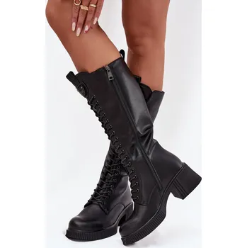 Dámská móda Kožené Vyšněné Kozačky Na Klínu Vyhřívané Vinceza 66804 Černé 38