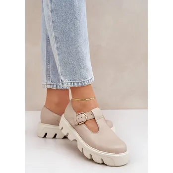 Dámské polobotky Kožené Polobotky S Přezkou Zazoo 20183 Béžové 37