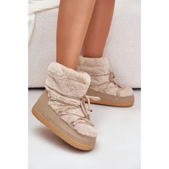 Dívčí sněhule Sněhule S Kožíškem A Šněrováním Béžové Silvara 37/38