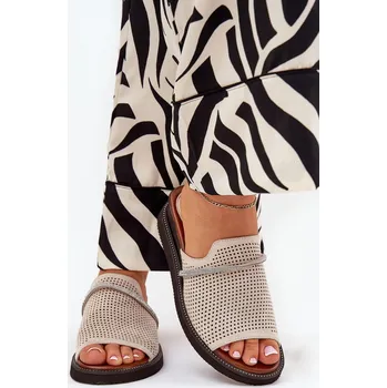 Dámské žabky Dámské Klapky Na Klínu S Ozdobným Pásem Béžové Teriwes 36