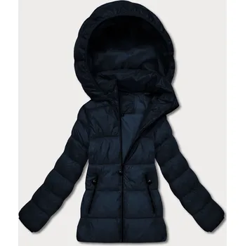 Dámská bunda Tmavě modrá dámská prošívaná zimní bunda v délce k bokům (T3-2656#-99) odstíny modré XXL (44)