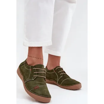 Dámské polobotky Kožené dámské polobotky s prošitím Artiker 57C2112 Zelené 39