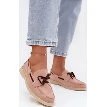 Dámské mokasíny Dámské mokasíny s tkaničkou světle růžové Calivra 37
