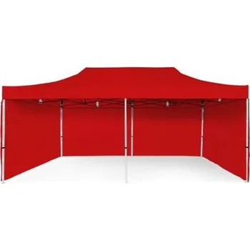 Zahradní stan Nůžkový Párty stan 3x6m Ocelový Standard - 4ks plné bočnice barva Červená