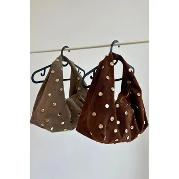 Kabelka Kožená semišová kabelka s ozdobou hnědá Narisse univerzální