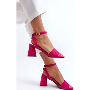 Dámské sandále Dámské Sandály Na Podpatku Z Eko Semiše Fuchsie Vinceza 17328 40