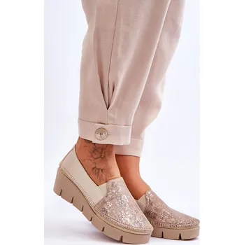 Dámská obuv Kožené tenisky na klínku Maciejka 5814A-10 Béžová 36