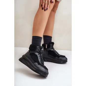 Dámská móda Dámské sneakersy na platformě s kožíškem typu beránek Lee Cooper LCJ-24-47-3145 Černé 37