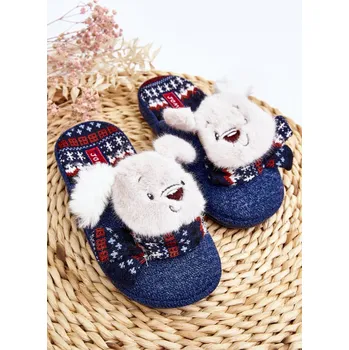 Dámské žabky Dětské pantofle na tlusté podrážce s medvídkem modré Dasca 31