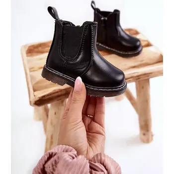 Dívčí sněhule Dětské Kůže zateplené boty černé Porky 34