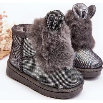 Dívčí obuv Dětské zimní boty s kožešinovou výplní a ušima šedé Betty 24