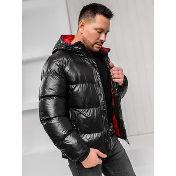 Pánská parka Černá pánská prošívaná zimní bunda Bolf 5M3198A1 - L