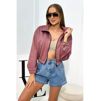 Dámská mikina Semišová mikina na zip tmavě růžová UNI