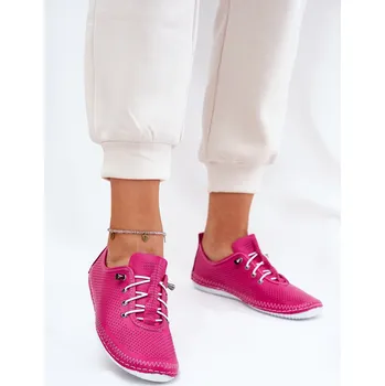 Dámské polobotky Dámské Kožené Polobotky Z Přírodní Kůže Artiker 54C0830 Růžové 38