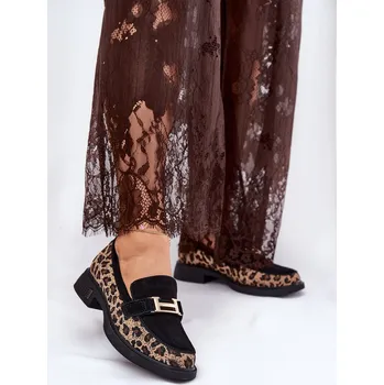 Dámské mokasíny Semišové Dámské Mokasíny Panteřové Černé Vinceza 66791 39