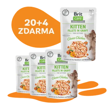 Pamlsek pro kočku 20 + 4 ZDARMA BCC Kitten. Fillets in Gravy Choice Chicken 85 g